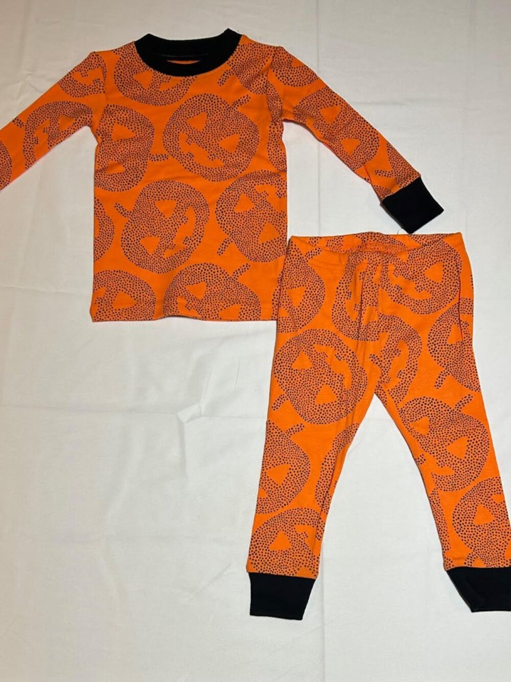 Carter's Unisex Baby Halloween Orange Black Pumpkins Pj Set NWT Snug Fit Fall